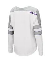 Women's Colosseum White Kansas State Wildcats Trey Dolman Long Sleeve T-shirt