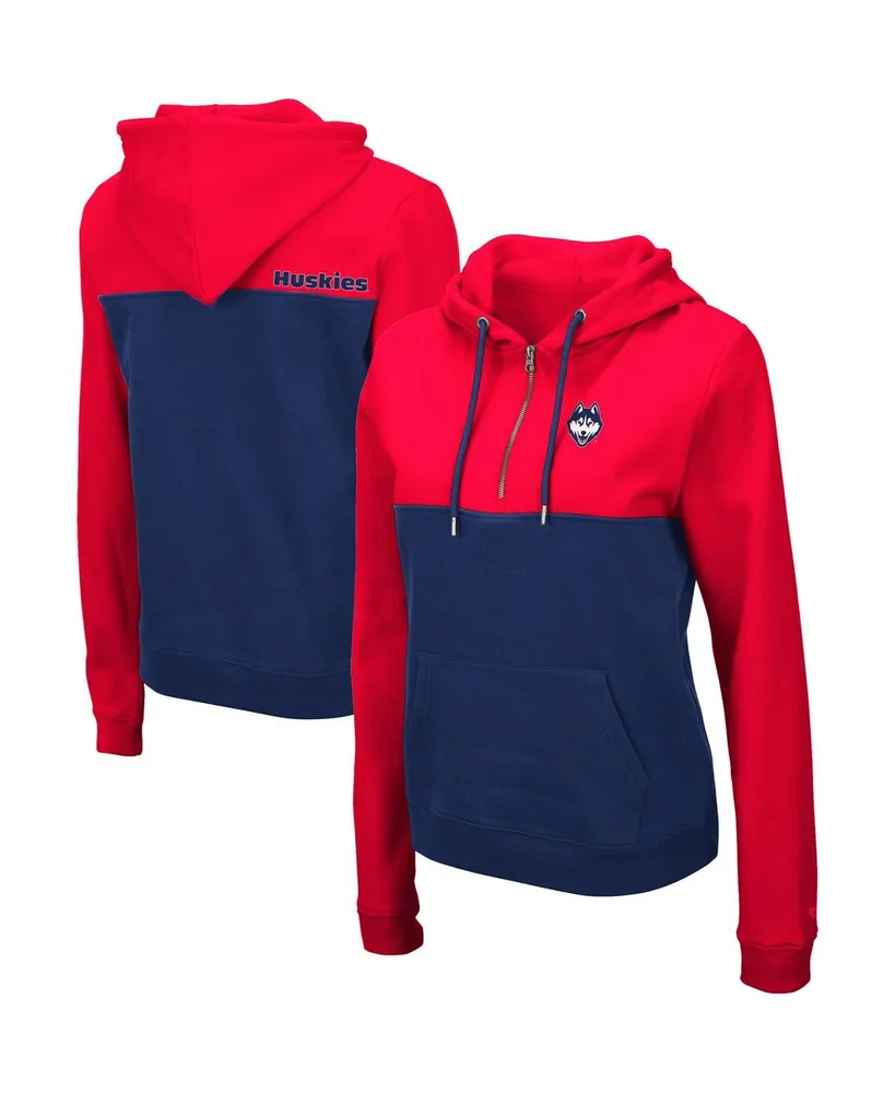 Women's Colosseum Red and Navy UConn Huskies Aidan Half-Zip Hoodie