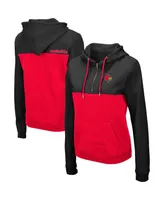 Women's Colosseum Black and Red Louisville Cardinals Aidan Half-Zip Hoodie