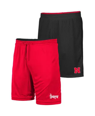 Men's Colosseum Black, Scarlet Nebraska Huskers Wiggum Reversible Shorts