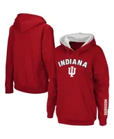 Women's Crimson Indiana Hoosiers Arch and Logo 1 Pullover Hoodie