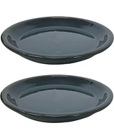 Ceramic Outdoor Flower Pot Saucers Set of 2 - Uv- and Frost-Resistant - Forest Lake Green Glazed Finish - 9-Inch