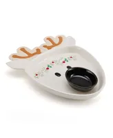 Winterberry Reindeer Figural Chip & Dip Set