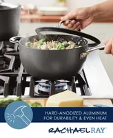 Rachael Ray Cook + Create Hard Anodized Nonstick Saucier with Lid and Helper Handle, 4.5 Quart