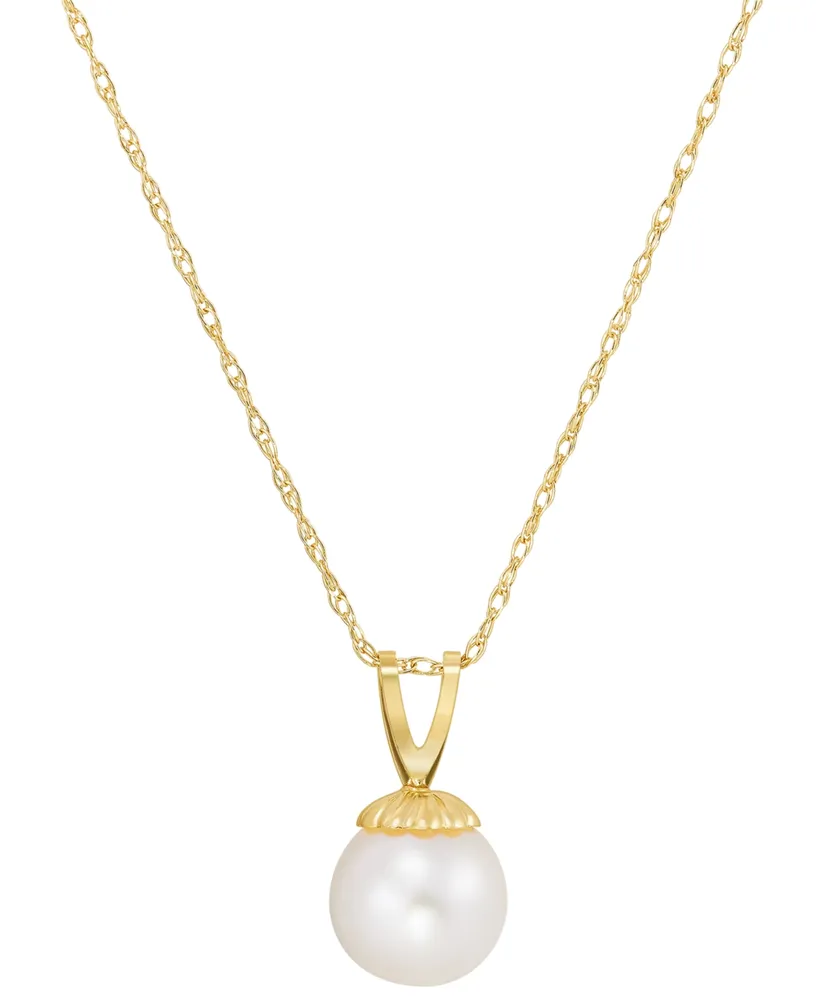 Cultured Freshwater Pearl (6-3/4mm) 18" Pendant Necklace in 14k Gold