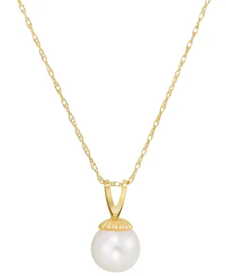 Cultured Freshwater Pearl (6-3/4mm) 18" Pendant Necklace in 14k Gold
