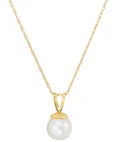 Cultured Freshwater Pearl (6-3/4mm) 18" Pendant Necklace in 14k Gold