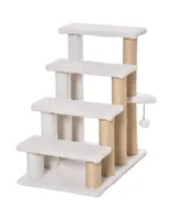 PawHut 4-Level Cat Stairs Carpeted for Sofa, w/ Scratching Posts & Ball Toy