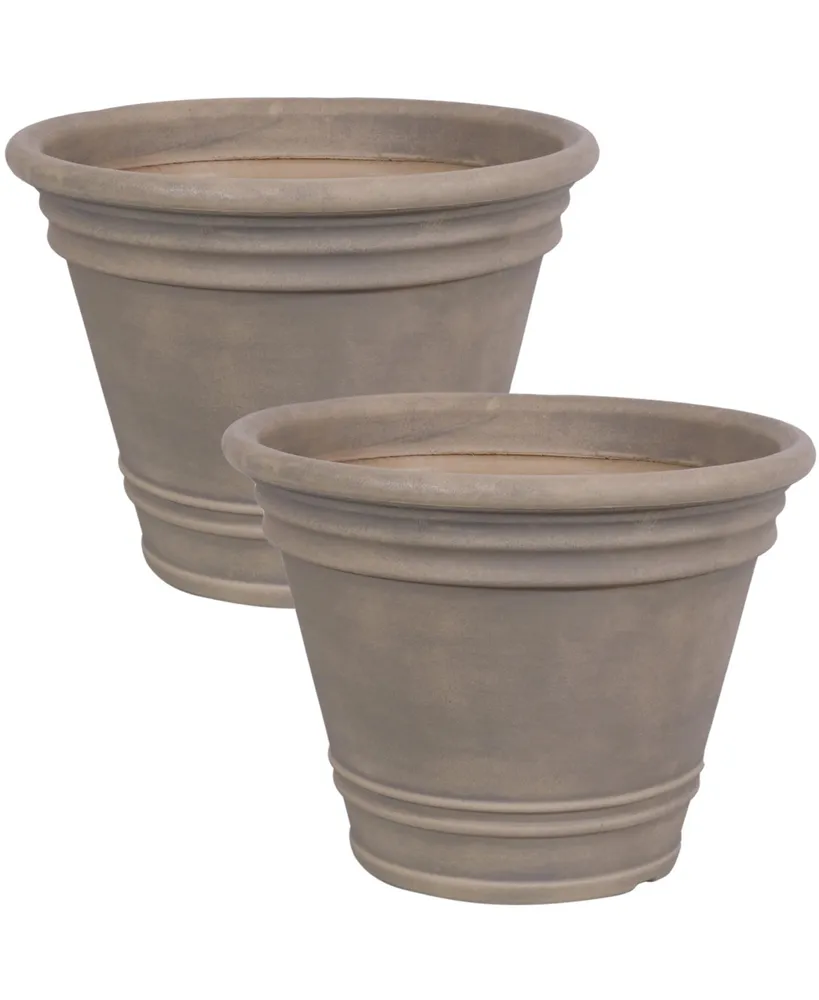 Sunnydaze Decor 20 in Franklin Dual-Wall Polyresin Planter - Beige