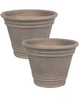 Sunnydaze Decor 20 in Franklin Dual-Wall Polyresin Planter - Beige