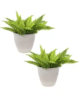 Sunnydaze Decor 11 in Ocean Villa Glazed Ceramic Planter - Pearl - Set of 2