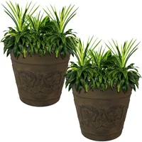 Sunnydaze Decor 19.5 in Arabella Polyresin Outdoor Planter - Sable