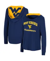 Women's Colosseum Navy West Virginia Mountaineers Catalina Hoodie Long Sleeve T-Shirt