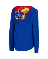 Women's Colosseum Royal Kansas Jayhawks Catalina Hoodie Long Sleeve T-Shirt