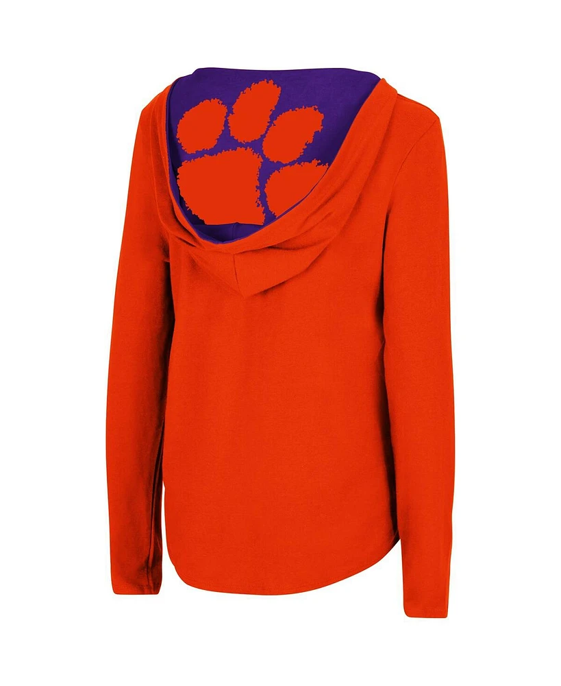 Women's Colosseum Orange Clemson Tigers Catalina Hoodie Long Sleeve T-Shirt