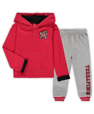 Toddler Boys Colosseum Red, Heathered Gray Maryland Terrapins Poppies Hoodie and Sweatpants Set