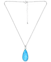 Giani Bernini Onyx Teardrop Pendant Necklace Sterling Silver, 16" + 2" extender, (Also Blue Howlite & Sodalite), Created for Macy's