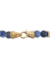 Legacy for Men by Simone I. Smith Lapis Lazuli & White Agate Bead Stretch Bracelet in Gold-Tone Ion-Plated Stainless Steel