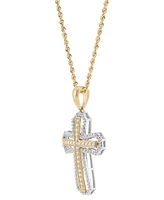 Grown With Love Men's Lab Grown Diamond Cross 22" Pendant Necklace (1 ct. t.w.) in 14k Two-Tone Gold