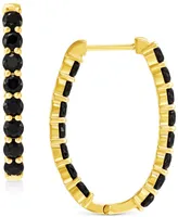 Onyx In & Out Oval Hoop Earrings in 14k Gold-Plated Sterling Silver, 0.5"