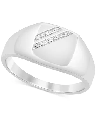 Men's Diamond Polished Signet Ring (1/20 ct. t.w.) 10k Gold