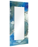 Empire Art Direct 'Subtle Blues' Rectangular On Free Floating Printed Tempered Art Glass Beveled Mirror, 72" x 36"