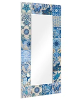 Empire Art Direct 'Tiles' Rectangular On Free Floating Printed Tempered Art Glass Beveled Mirror, 72" x 36"