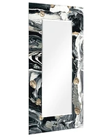 Empire Art Direct 'Ebony' Rectangular On Free Floating Printed Tempered Art Glass Beveled Mirror, 72" x 36"