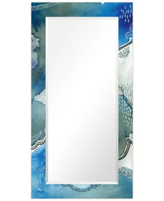 Empire Art Direct 'Subtle Blues' Rectangular On Free Floating Printed Tempered Art Glass Beveled Mirror
