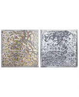 Empire Art Direct Enigma Polished Steel Leaf 3D Abstract Metal Wall Art, Set of 2, 32" x 64" - Gold-Tone, Silver