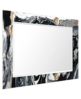Empire Art Direct 'Ebony' Rectangular On Free Floating Printed Tempered Art Glass Beveled Mirror, 40" x 30"