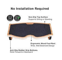 StrongTek Rocking Non-Slip Wood Balance Board, Under Desk Foot Rest For Home And Office