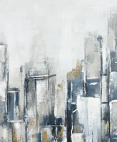 Empire Art Direct Winter Cityscape Textured Glitter Hand Painted Canvas Wall Art, 36" x 36"