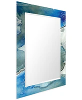 Empire Art Direct 'Subtle Blues' Rectangular On Free Floating Printed Tempered Art Glass Beveled Mirror, 40" x 30"