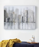 Empire Art Direct Foggy City Textured Metallic Hand Painted Canvas Wall Art, 30" x 40"
