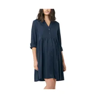 Ripe Maternity Demi Tencel Shirt Dress Navy