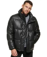 Calvin Klein Men's Faux Leather Classic Puffer Jacket