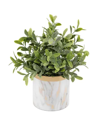 Flora Bunda Tea Leaf in Ceramic Pot, 4.5" - White, Gold