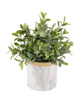 Flora Bunda Tea Leaf in Ceramic Pot, 4.5" - White, Gold