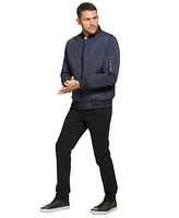 Calvin Klein Men's Quilted Baseball Jacket with Rib-Knit Trim