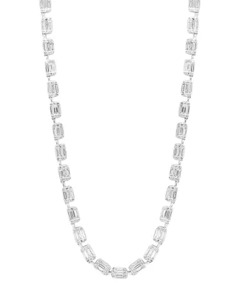Effy Diamond Baguette & Round Cluster 18" Collar Necklace (8-1/5 ct. t.w.) in 14k White Gold