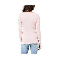 Ripe Maternity Tessa Long Sleeve Rib Up/Down Nursing Top Dusty Pink