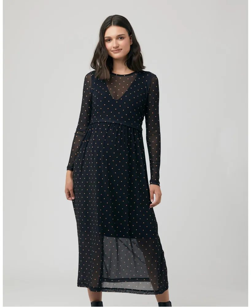 Ripe Maternity Maternity Dot Nursing Dress Black