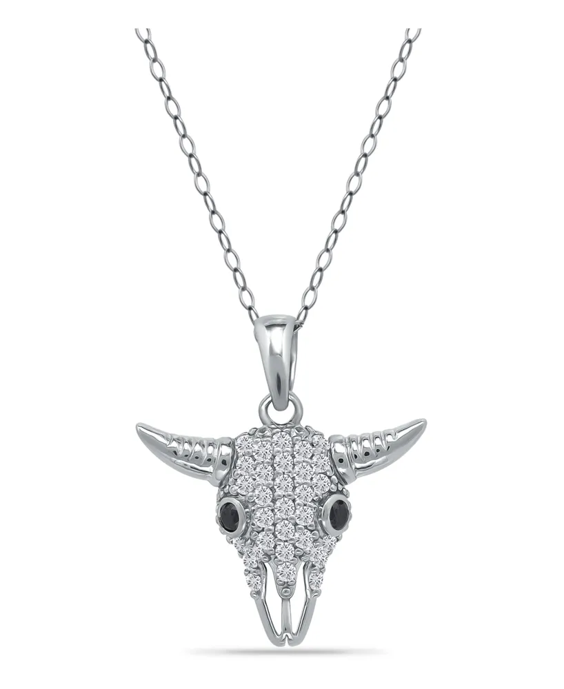 Giani Bernini Cubic Zirconia Pave Steer Head Pendant Necklace in Sterling Silver