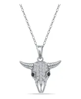 Giani Bernini Cubic Zirconia Pave Steer Head Pendant Necklace in Sterling Silver