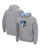 Men's Colosseum Heathered Gray Johns Hopkins Blue Jays Arch and Logo Pullover Hoodie