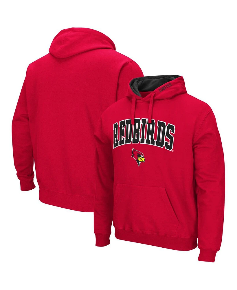 Men's Colosseum Red Illinois State Redbirds Arch and Logo Pullover Hoodie