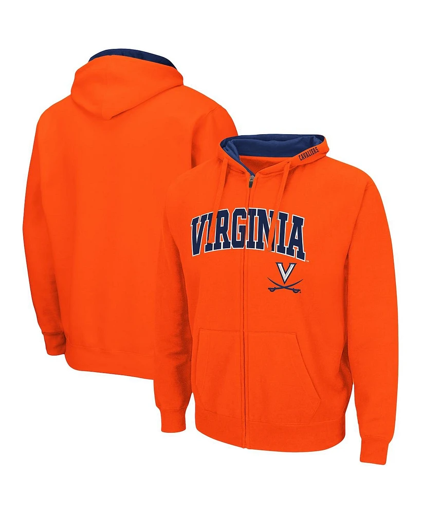 Men's Colosseum Orange Virginia Cavaliers Arch and Logo 3.0 Full-Zip Hoodie