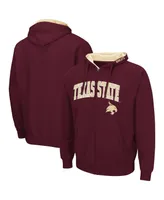 Men's Colosseum Maroon Texas State Bobcats Arch and Logo 3.0 Full-Zip Hoodie