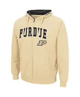 Men's Colosseum Gold Purdue Boilermakers Arch and Logo 3.0 Full-Zip Hoodie